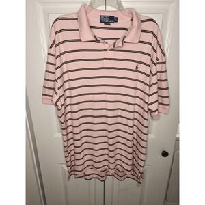 VTG Polo Ralph Lauren Polo Shirt Men's XL Short Sleeve Casual Preppy Pink Stripe